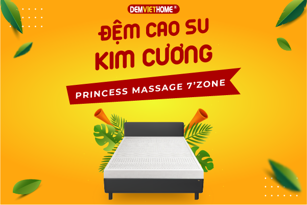 Đệm cao su kim cương Princess Massage 7’Zone – Nâng đỡ trọn vẹn